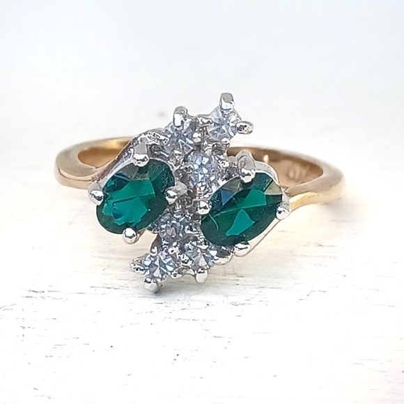 DAC Emerald and CZ Gold Ring - Picture 6 of 12